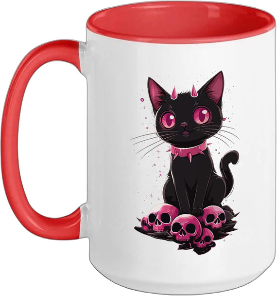 Kuromicore Black Cat Skulls Gothic Ceramic Mug