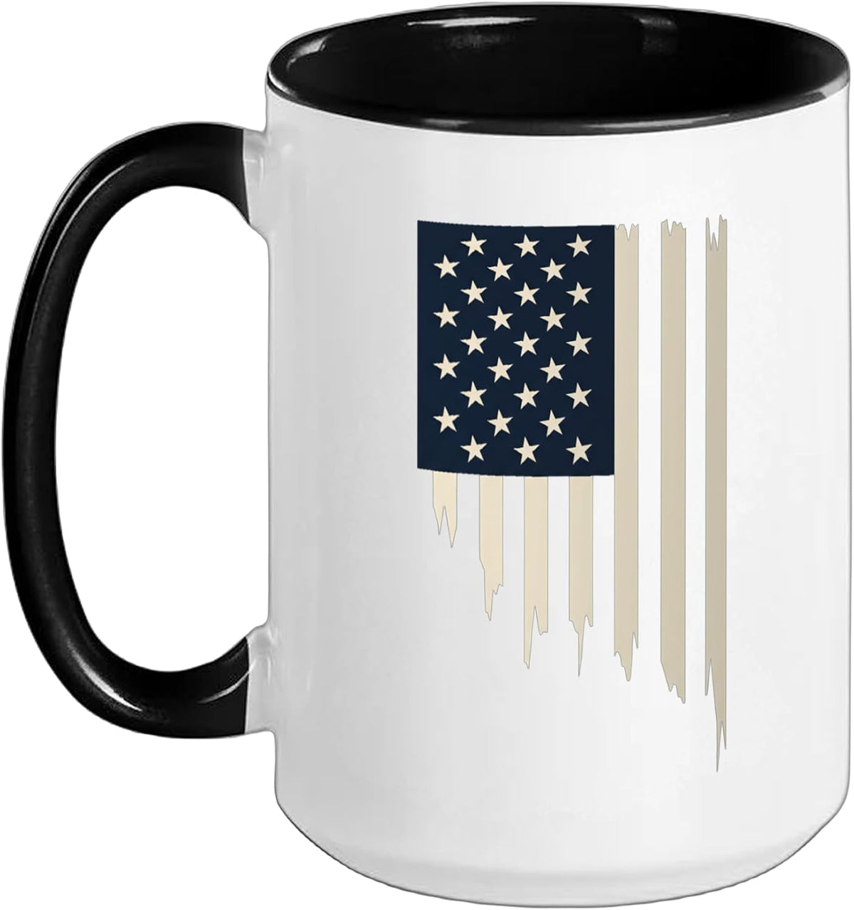 Distressed Flag Drip - Stars & Stripes Patriotic Design Ceramic Mug