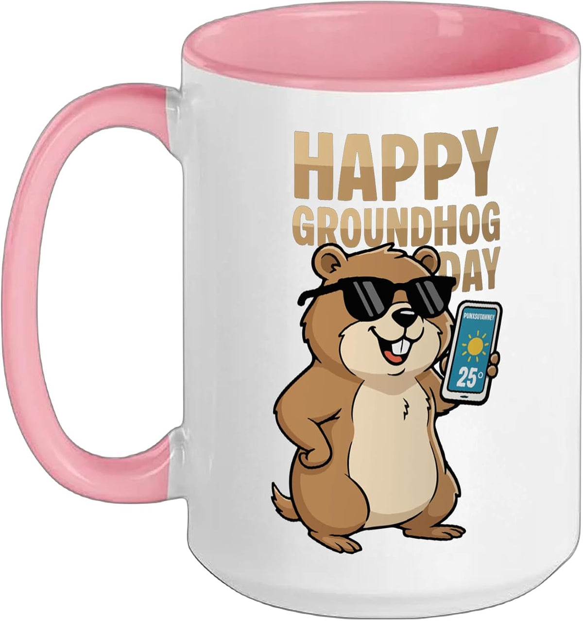 Happy Groundhog Day Cute Woodchuck Holiday Ceramic Mug