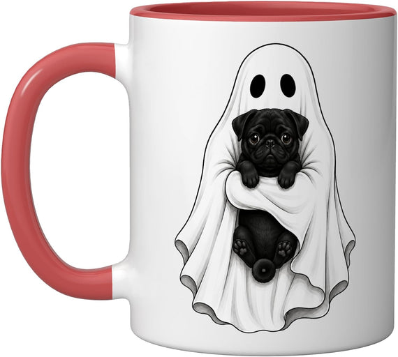 Ghost Black Pug Funny Dog Halloween Ceramic Mug