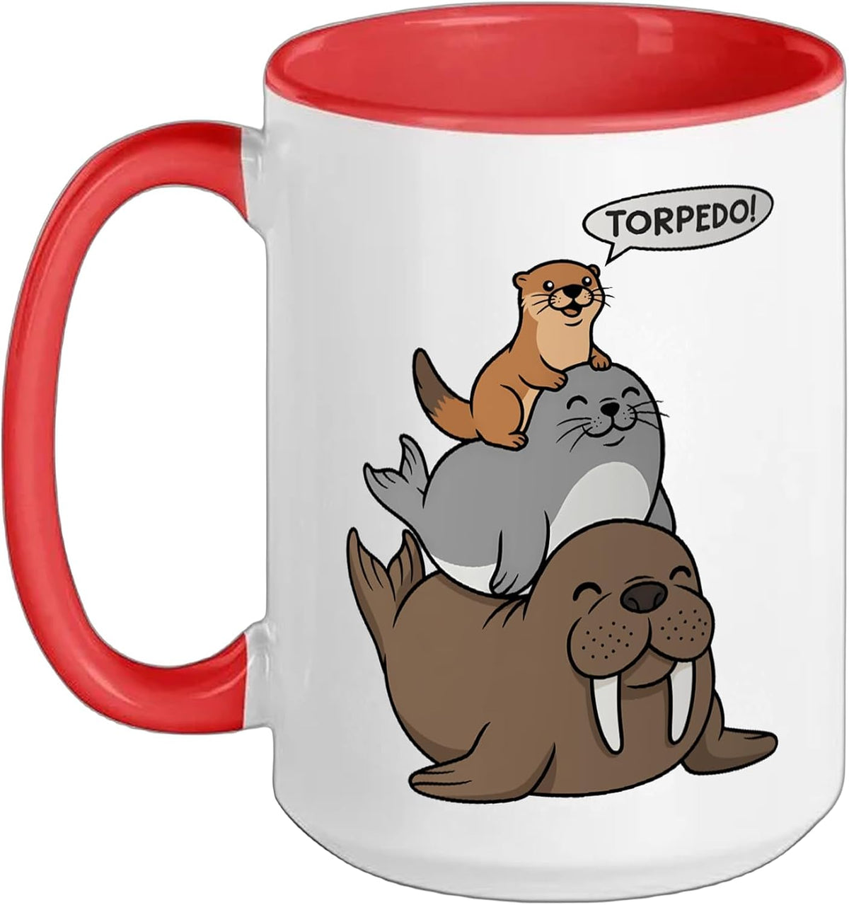 Funny Otter Seal Walrus Stack Cute Ocean Animal Art Ceramic Mug