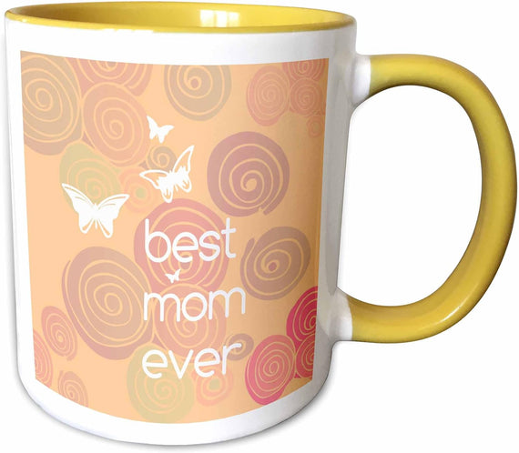 Best Mom Ever Pink Swirls And Butterflies Ceramic Mug