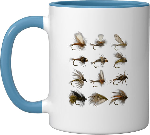 Dry Fly Wet Fly Nymph Trout Fishing Lure Collection Ceramic Mug