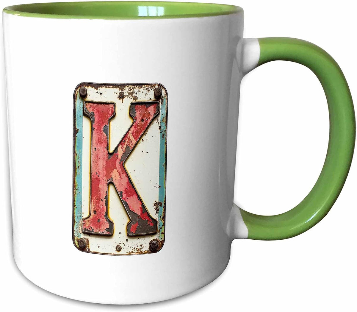 Alluring Grunge Metal Monogram Letter K Ceramic Mug