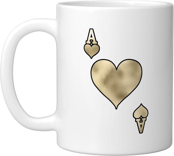 Gold Ace Of Hearts Playing Card Lucky Love Casino Ceramic Mug