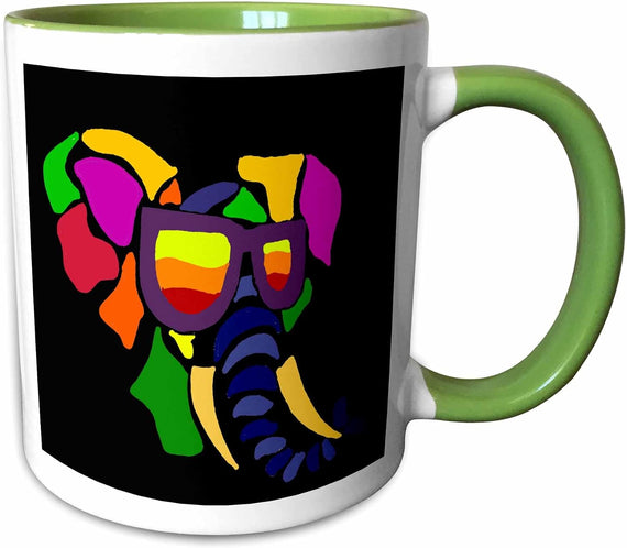 Cool Fun Colorful Elephant Wearing Ceramic Mug