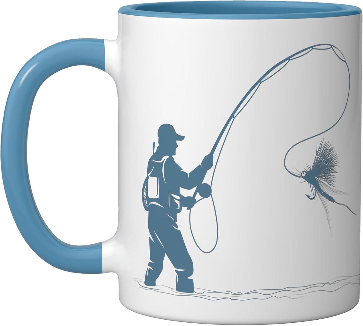 Vintage Brook Trout Fisherman Fly Fishing Sunset Ceramic Mug