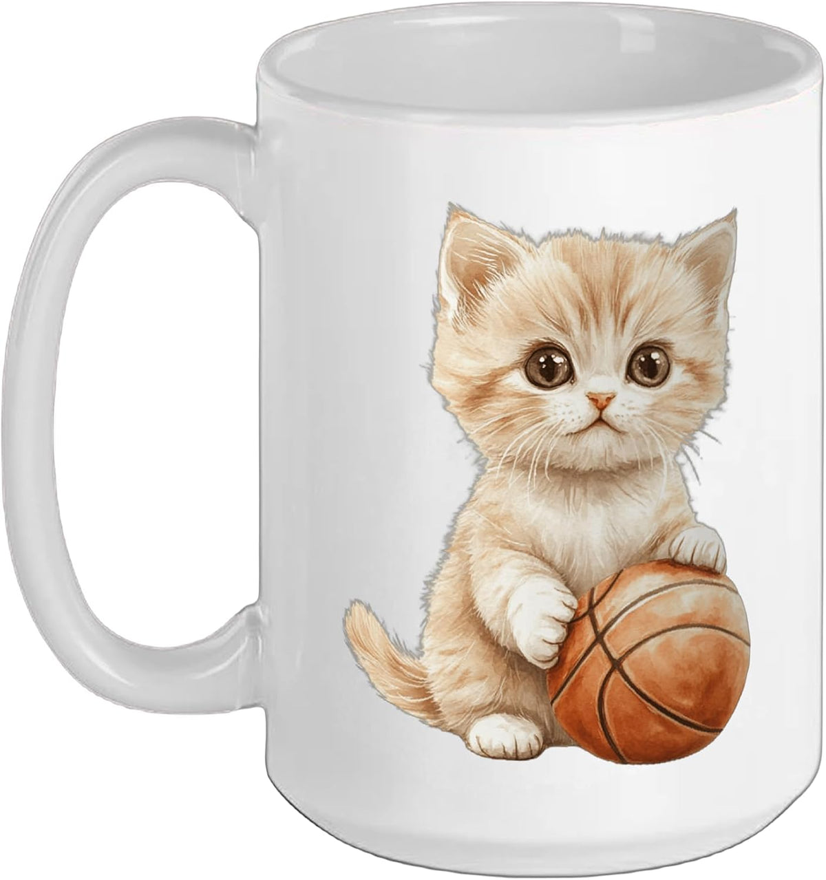 Cute Watercolor Kitten Basketball Player Art Ceramic Mug