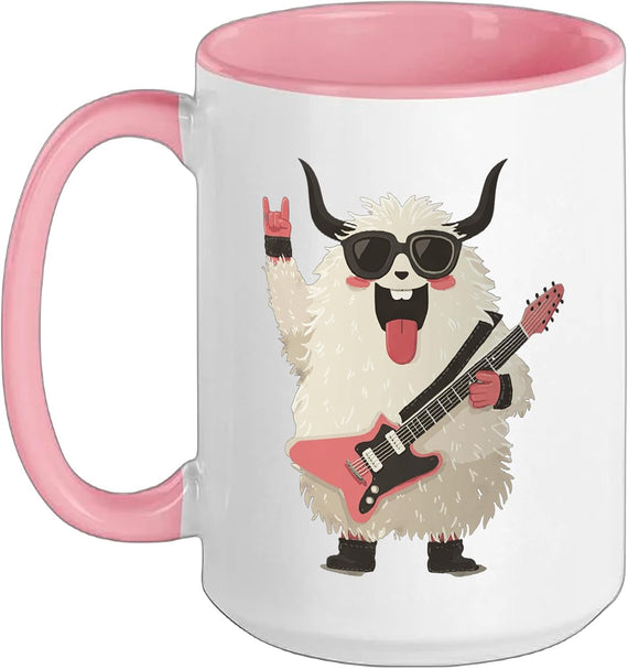 Funny Fluffy Monster Rock Music Yeti Graphic Playful Ceramic Mug