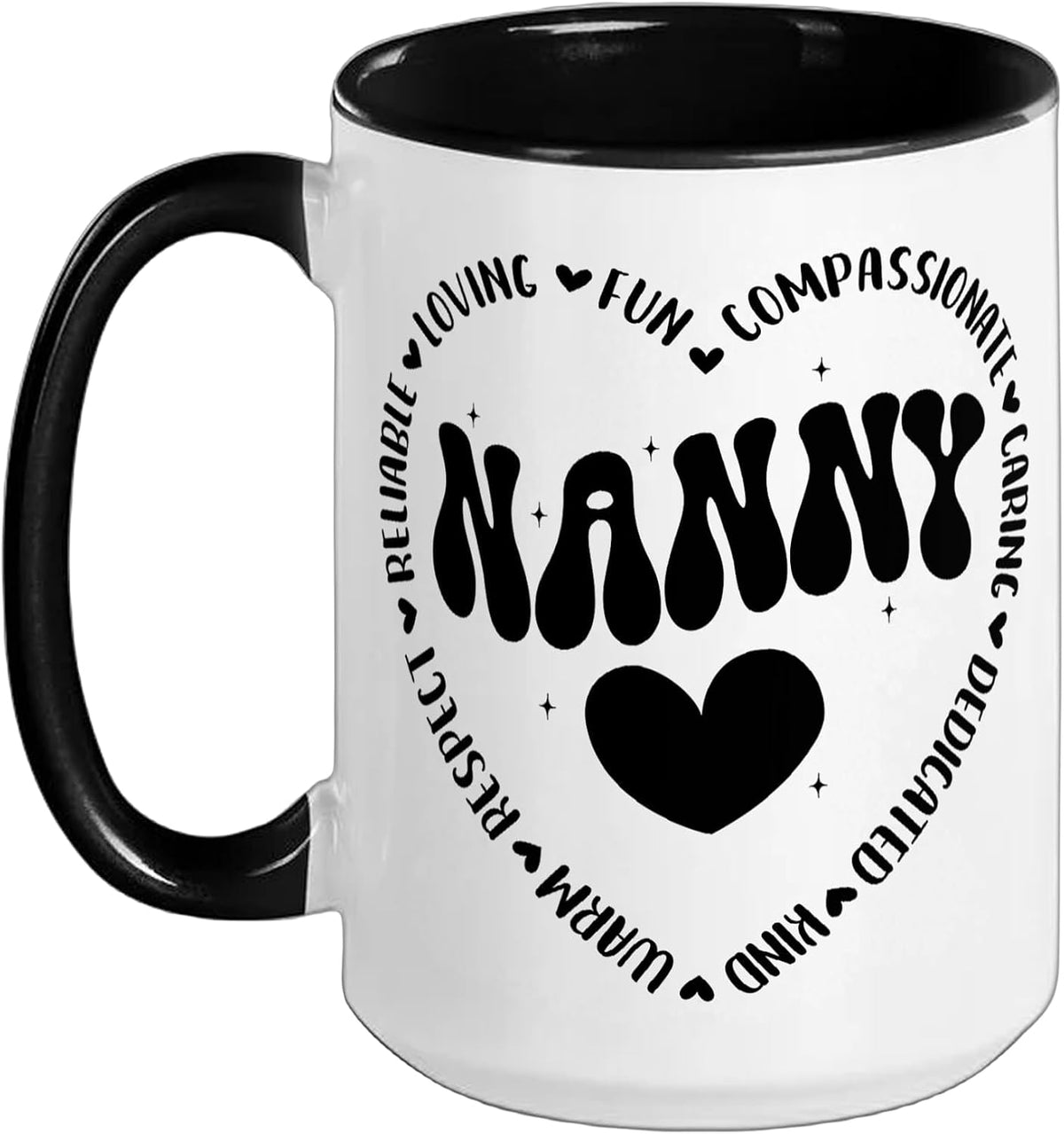 Groovy Nanny Heart Words Appreciation Circle Ceramic Mug
