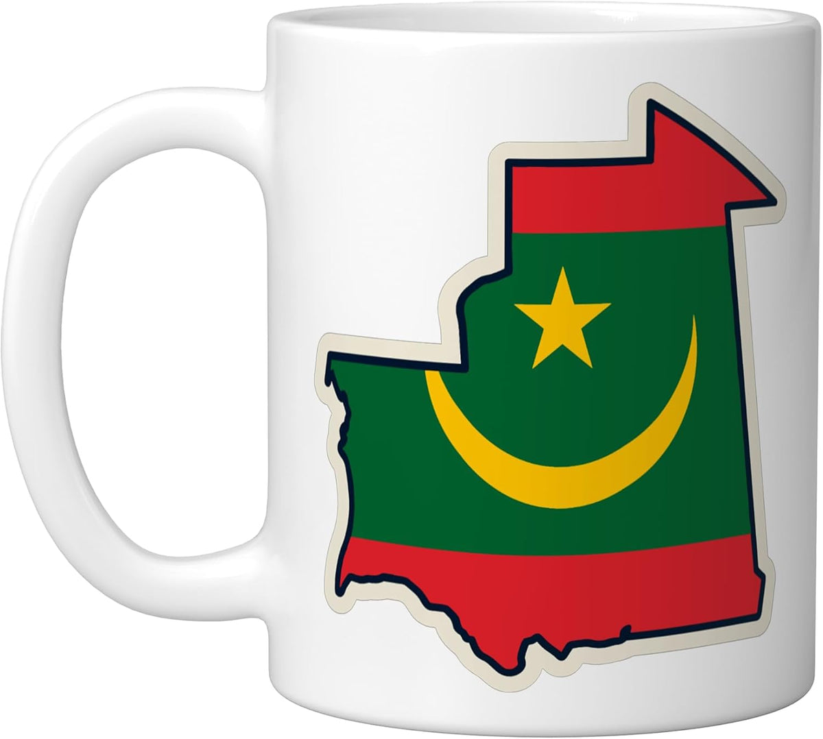 Mauritania Flag Map Crescent Star West Africa Design Ceramic Mug