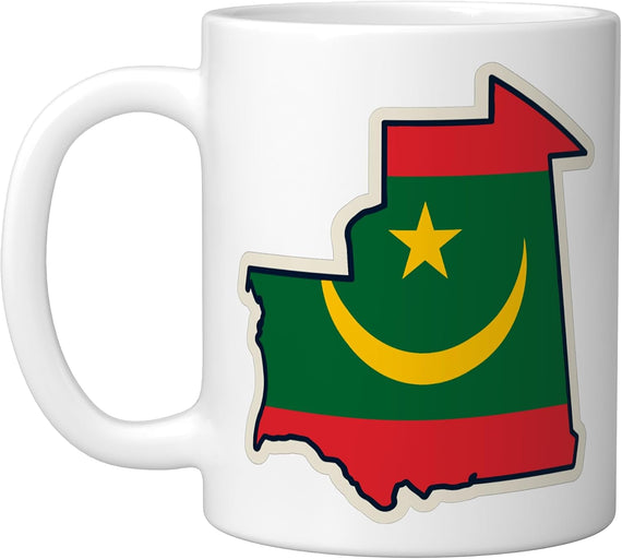Mauritania Flag Map Crescent Star West Africa Design Ceramic Mug