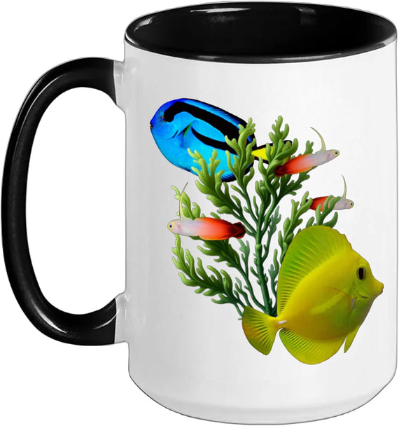 Saltwater Yellow Tangs Blue Tang Reef Aquarium Fish Art Ceramic Mug