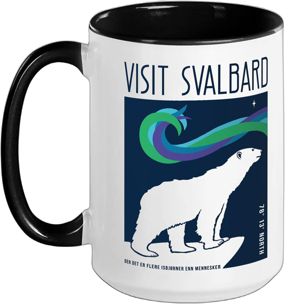 Svalbard Polar Bear, Northern Lights In Longyearbyen Ceramic Mug