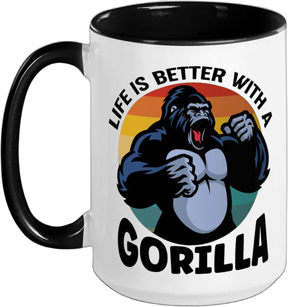 Life Is Better With A Gorilla Retro Ceramic Mug