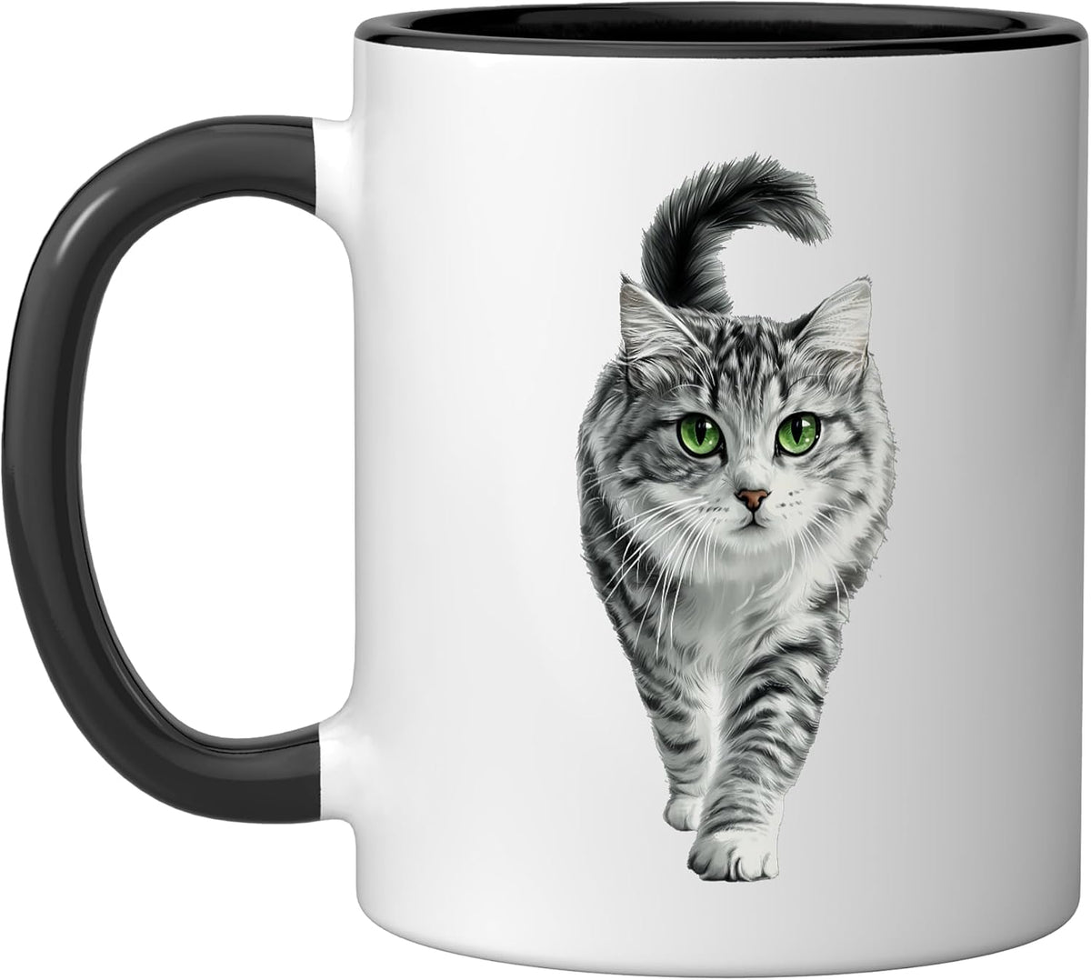 Tabby Cat Portrait Green Eyes Ceramic Mug