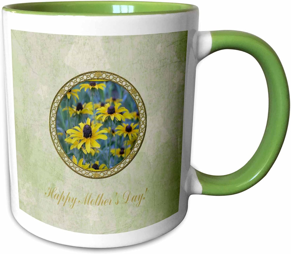 Blackeyed Susans In Gold Oval Frame, Happy Mothers Day Ceramic Mug
