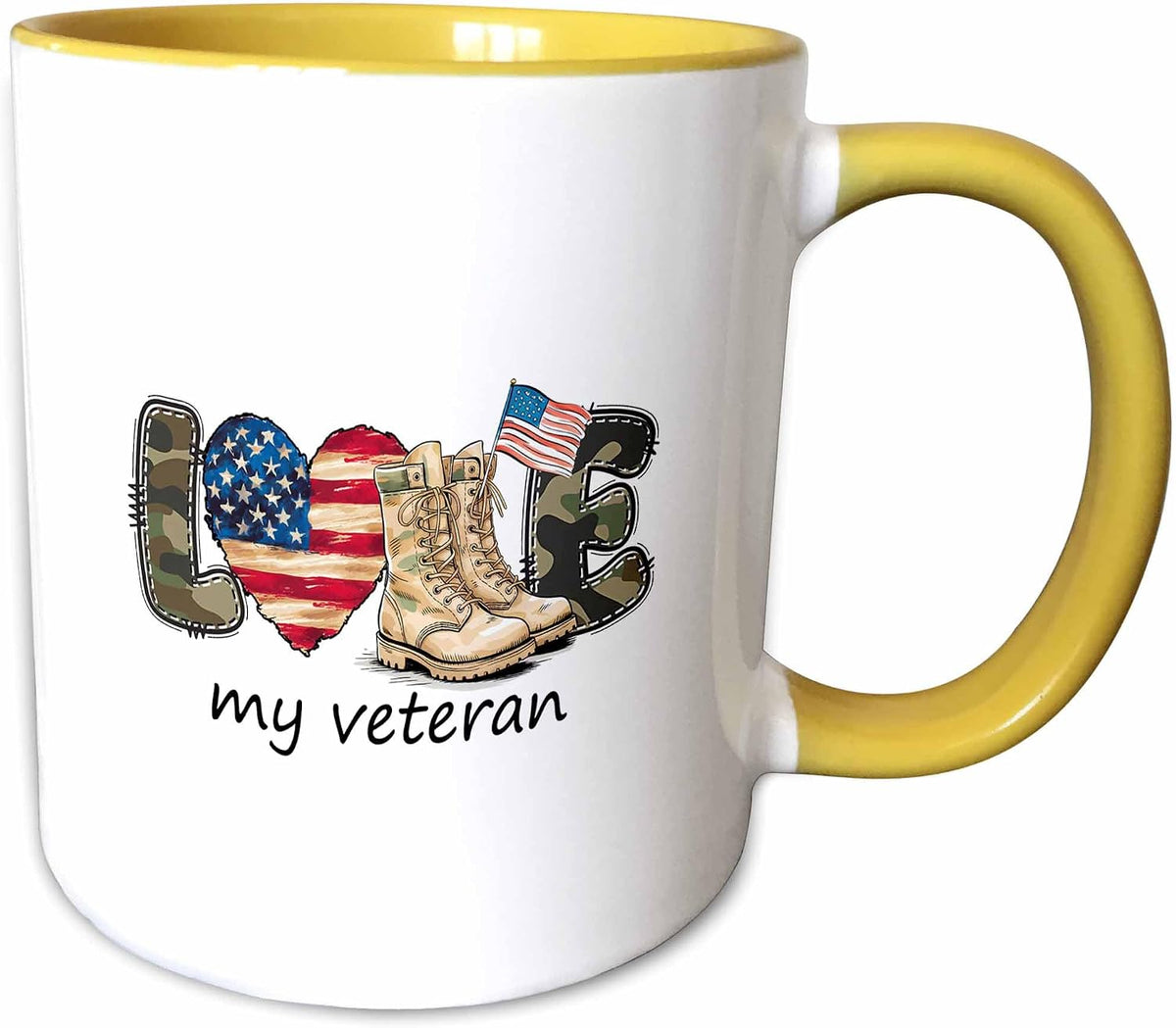 Love My Veteran Decor Text Art, Military Ceramic Mug