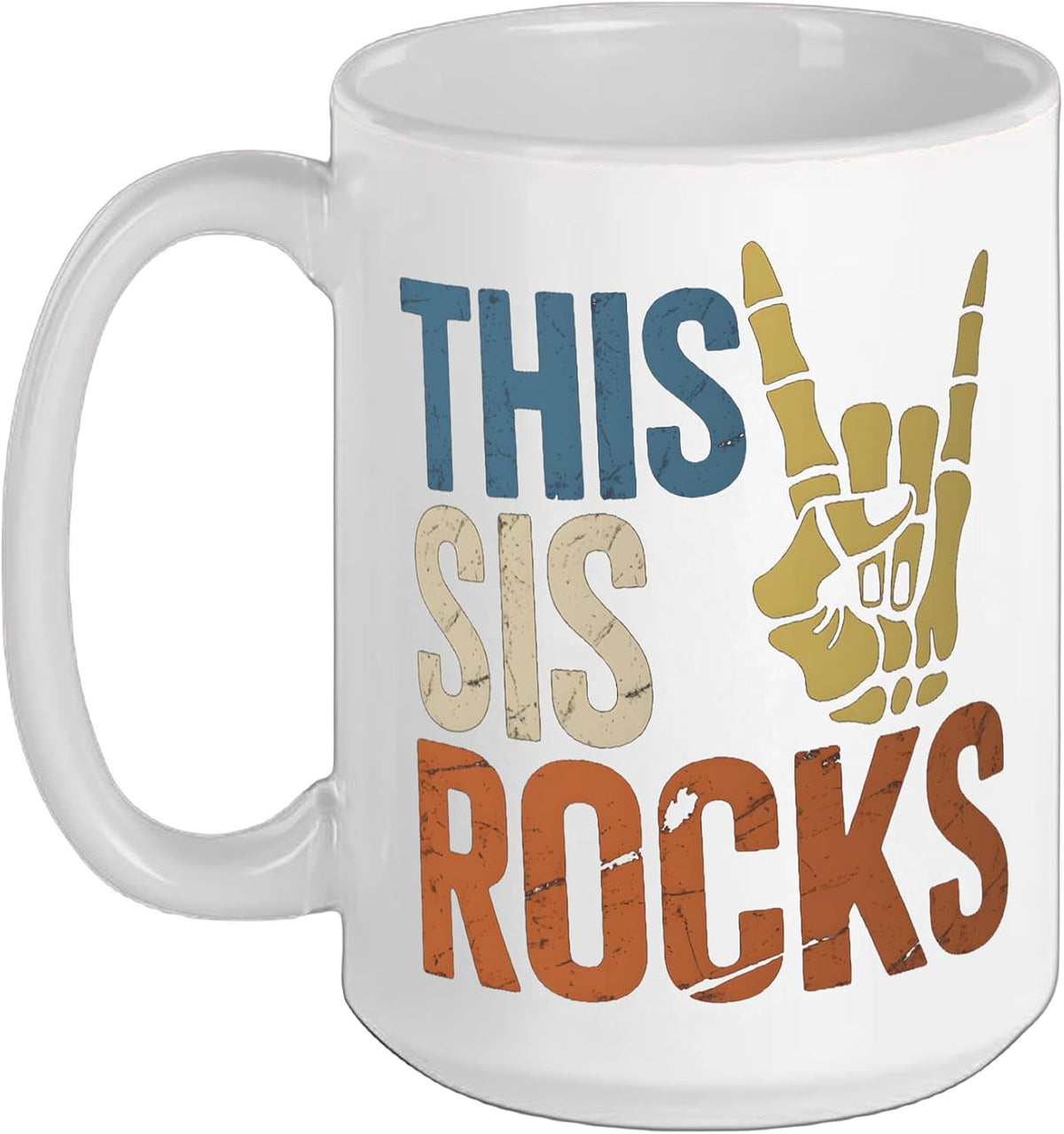 This Sis Rocks Siblings Day Rock Music Skeleton Ceramic Mug