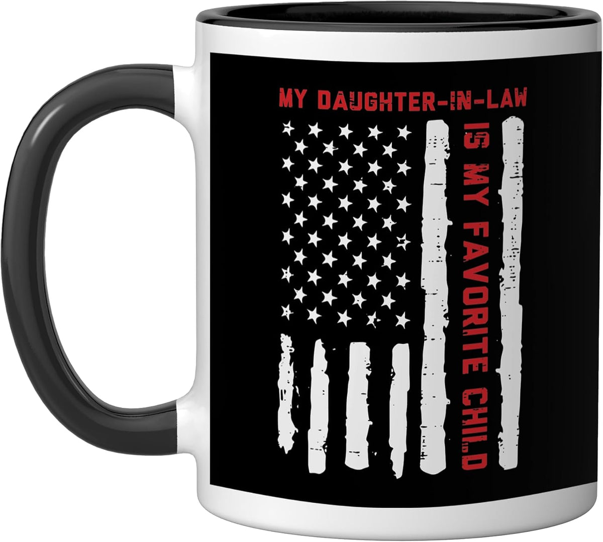 Daughter In Law Is My Favorite Child Us Flag Fathers Day Ceramic Mug