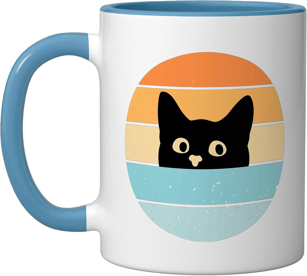 Cat Retro Style Black Kitty Design For Cat Lovers Coffee Ceramic Mug
