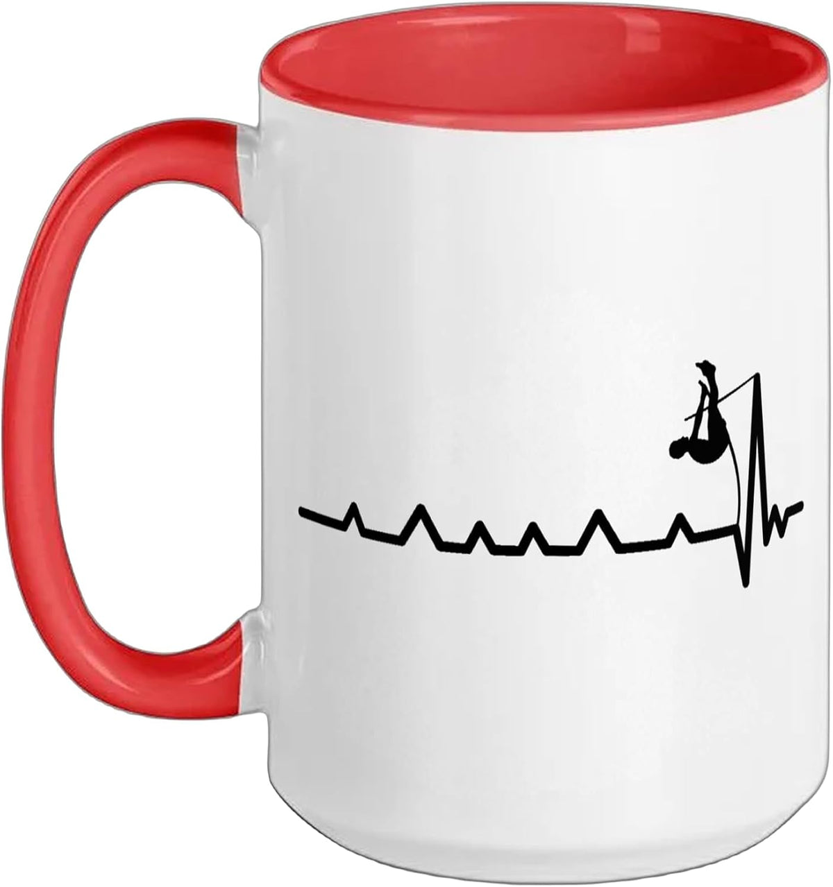 Pole Vault Heartbeat Line Vaulter Jump Pulse Ceramic Mug