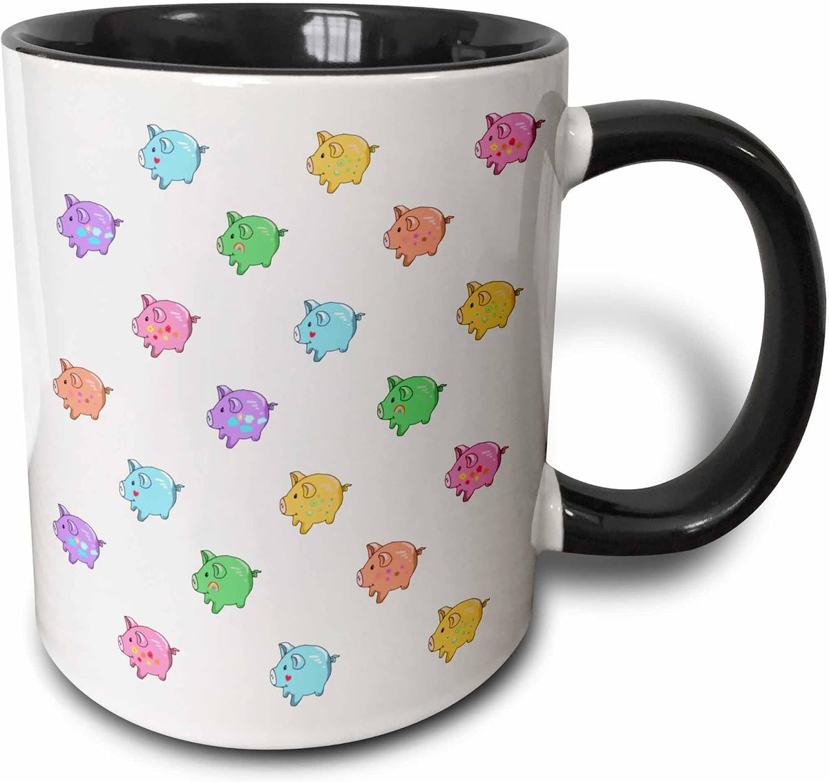 Rainbow Pig Pattern - Colorful Pigs On White Ceramic Mug