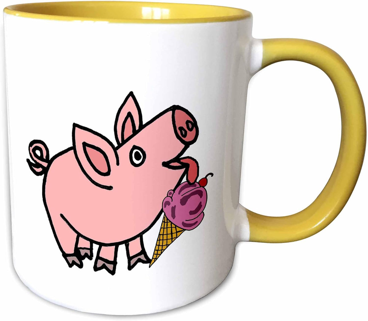 Funny Cool Pink Pig Eating Ice Ceramic Mug