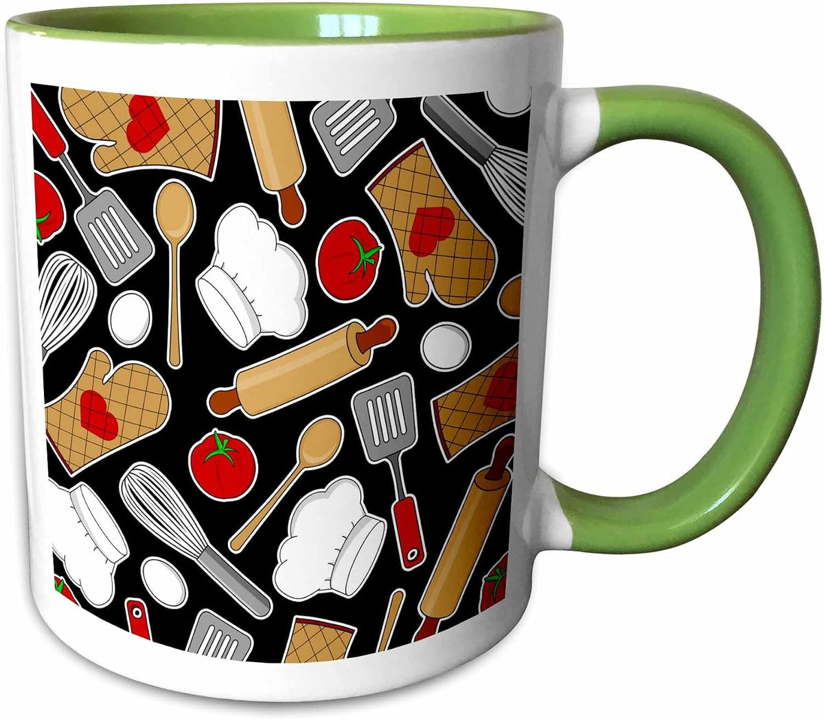 Cute Chef Or Cook Love Pattern In Black Ceramic Mug