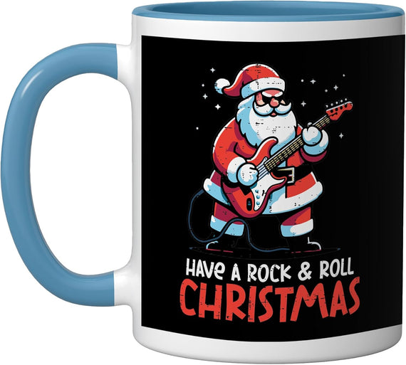 Have Rock Roll Christmas Santa Guitar Xmas Men Boys Kids Ceramic Mug