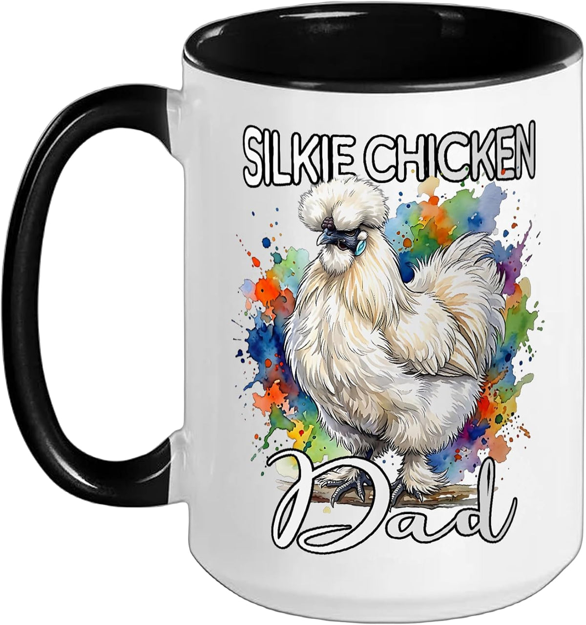 Silkie Chicken Dad Watercolor Rooster Ceramic Mug