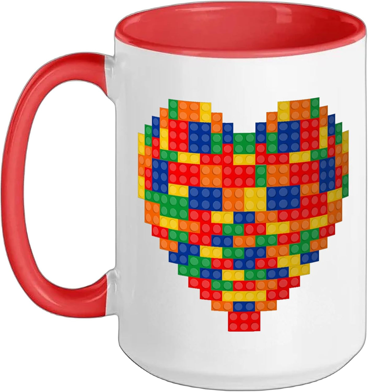 Heart Valentines Day Master Builder Block Brick Building Ceramic Mug