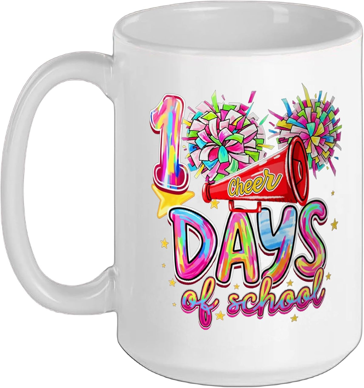 100 Days Of School Cheerleader Cheerleading Megaphone Ceramic Mug