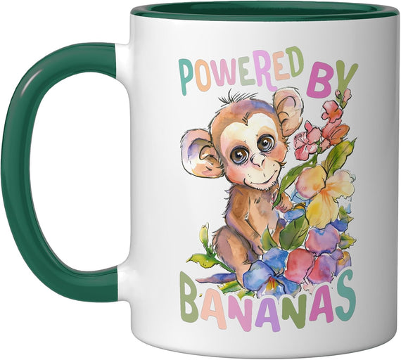 Baby Monkey With Flowers Powered Banana Ape Monkeys Ceramic Mug