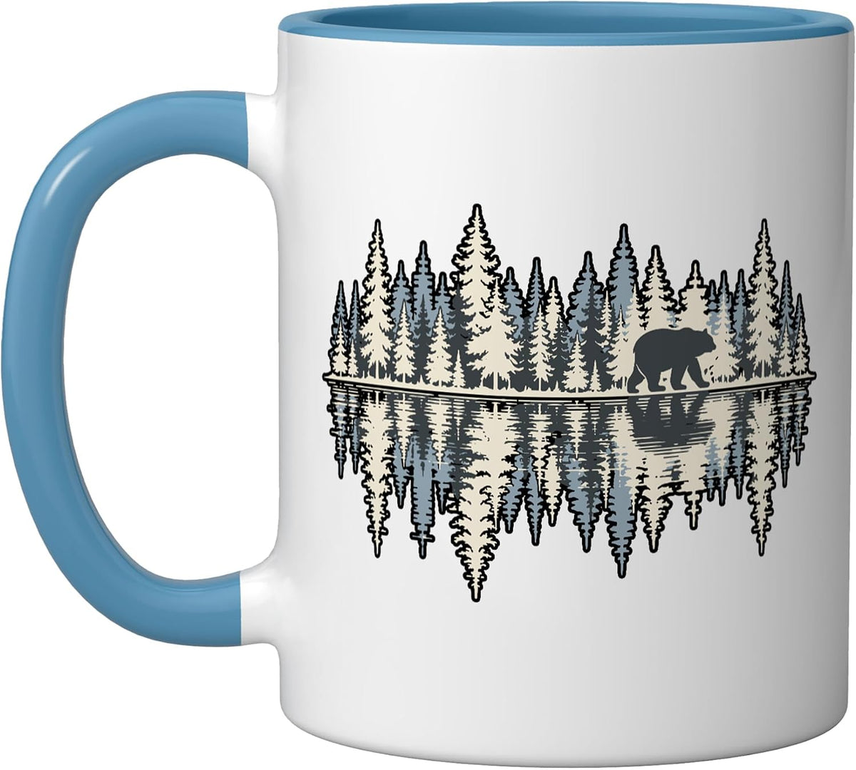 Bear In Pine Forest Reflection Wilderness Nature Ceramic Mug