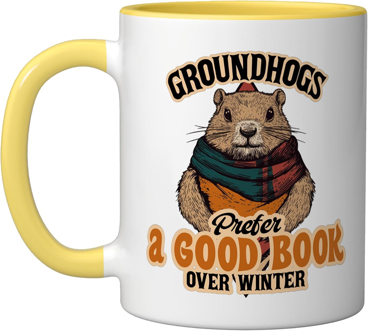 Groundhogs Prefer a Good Book Over Winter Ceramic Mug