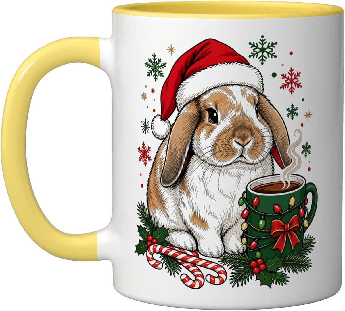 Christmas Holland Lop Rabbit Santa Bunny Ceramic Mug