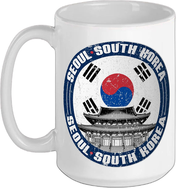 Seoul South Korea Korean Temple South Korean Flag Ceramic Mug