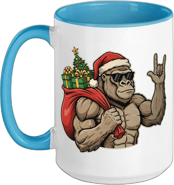 Cool Santa Gorilla Kids Christmas Design Muscular Ceramic Mug