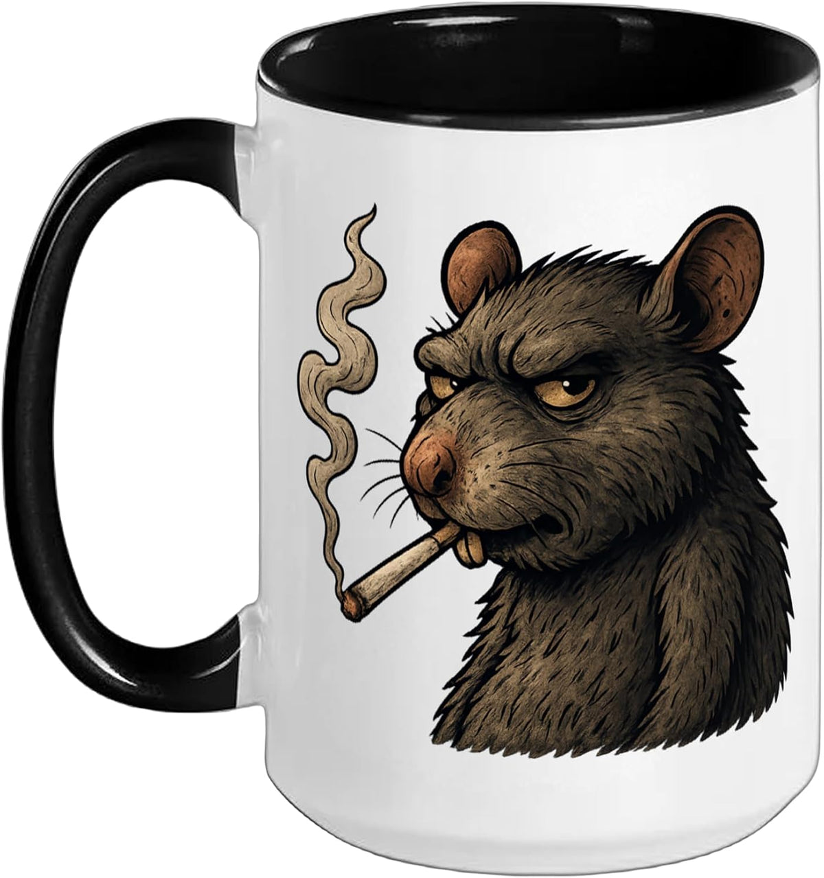 Smoking Rat Meme Angry Moody Cartoon Art Ceramic Mug