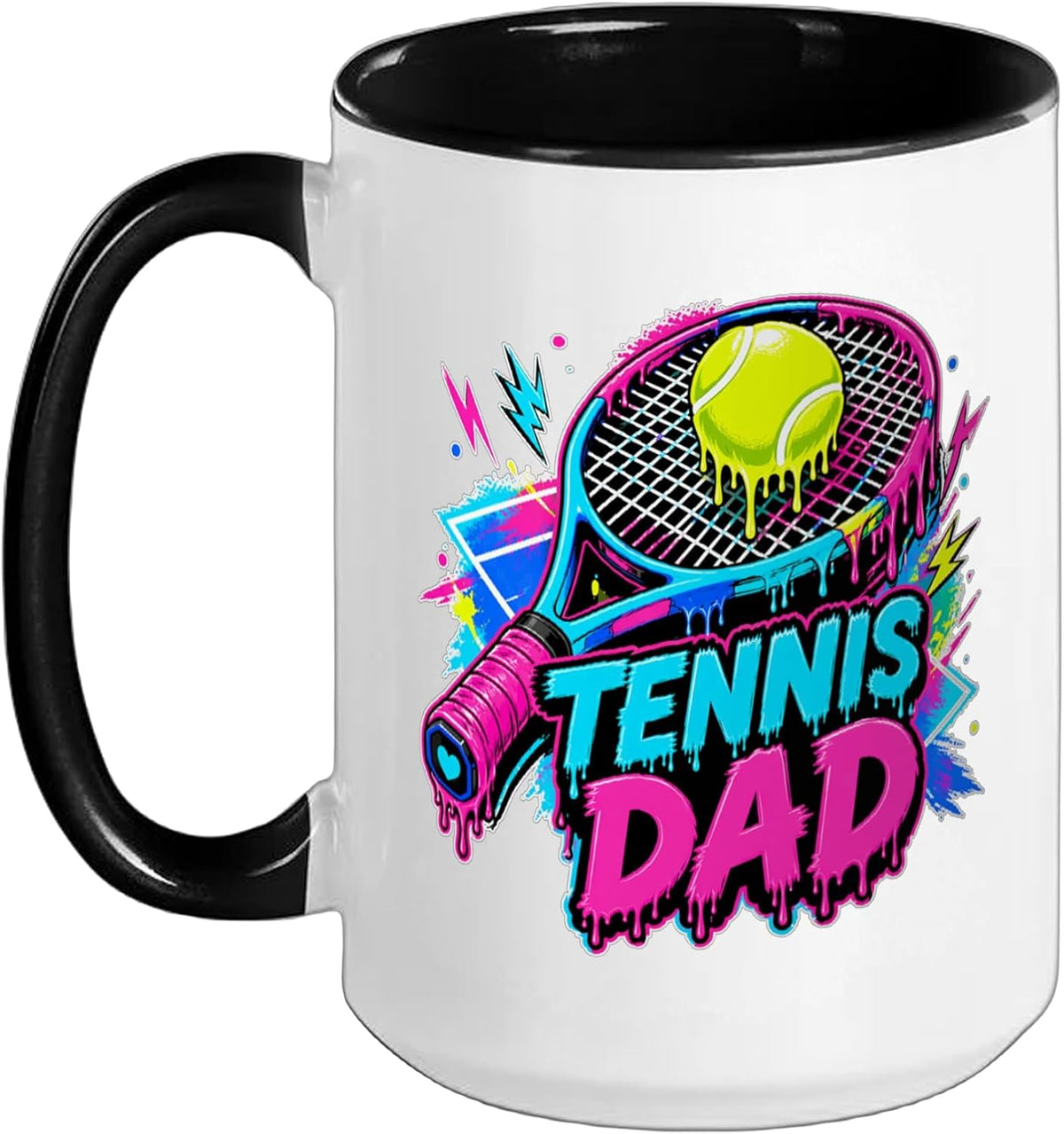 Tennisball Ice Cream Drip Racket Tennis Dad Player Court Ceramic Mug
