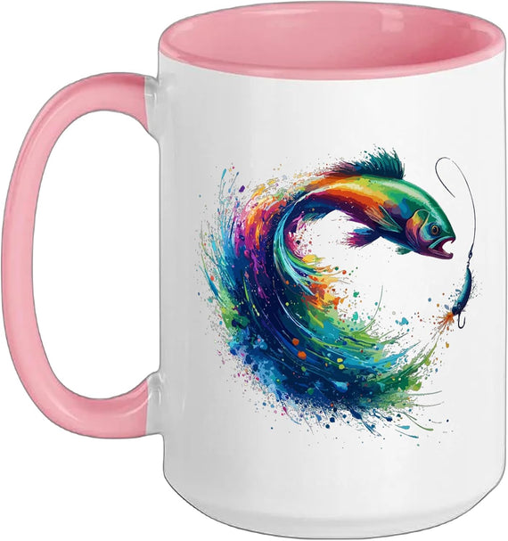 Colorful Fishing Angler Lake Fish Fisherman Ceramic Mug