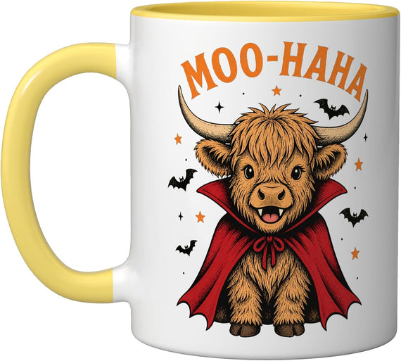 Moo Haha Vampire Highland Cow Halloween Costume Men Women Ceramic Mug