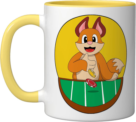 Fox Poker Chips Card Game Ceramic Mug