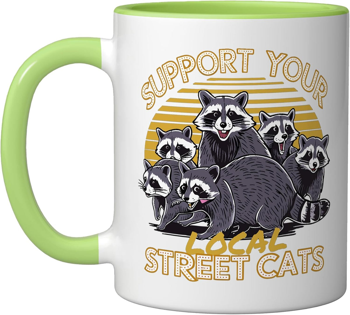 Vintage Raccoon Support Your Local Street Cats Ceramic Mug