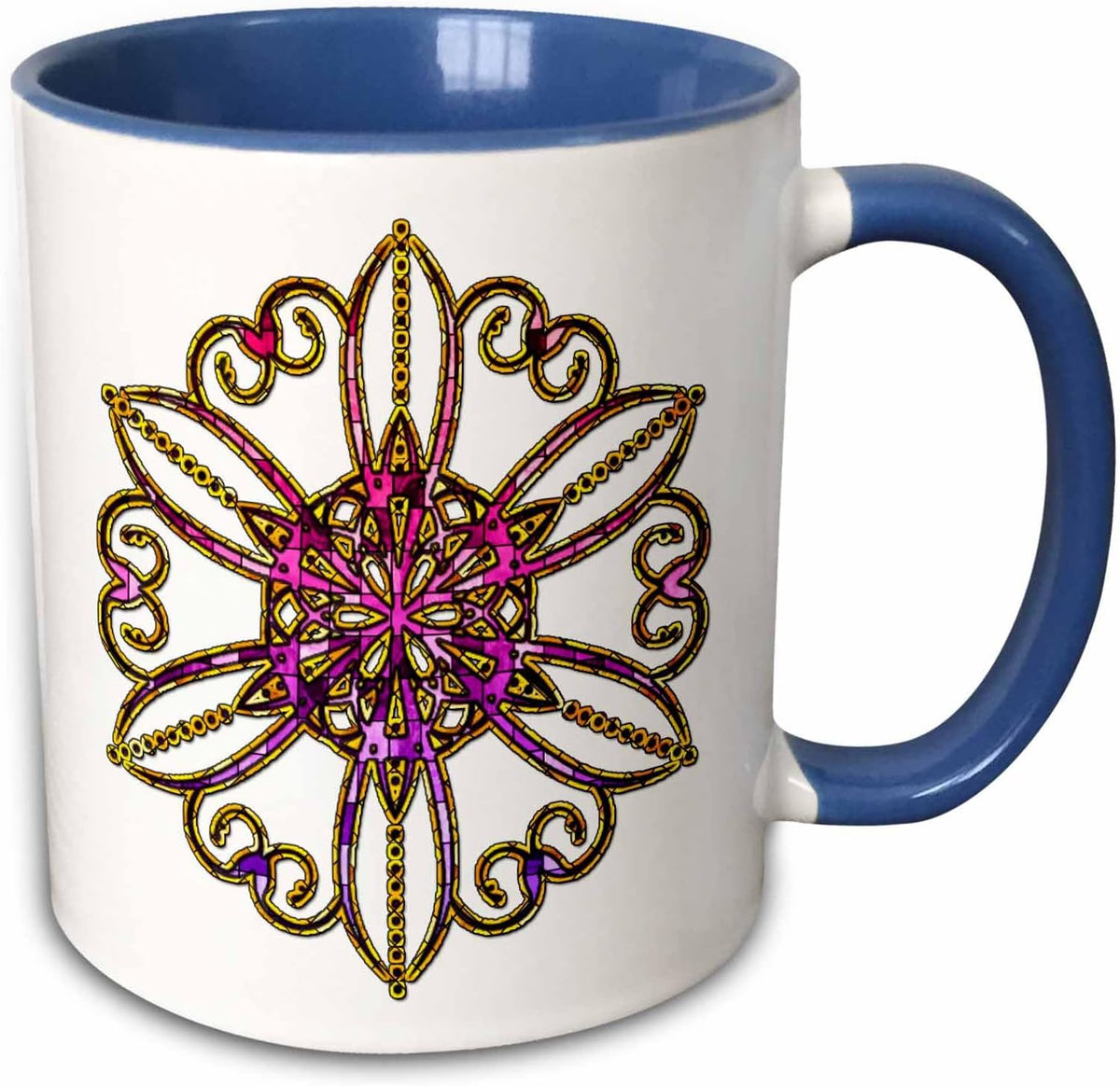 Yellow, Pink, & Purple Stained Glass Effect Ceramic Mug