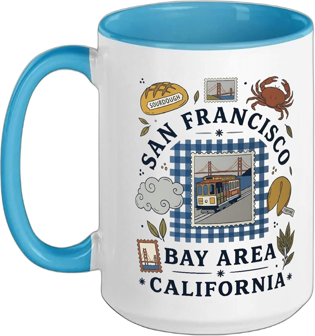 San Francisco Bay Area Vintage Cable Car Souvenir Graphic Ceramic Mug