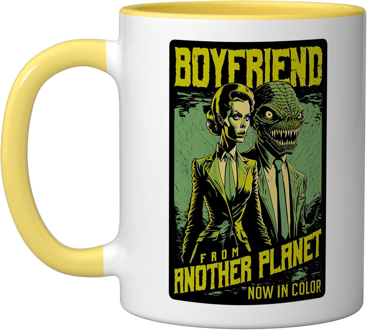 Retro Horror Movie Poster Funny Alien Boyfriend Halloween Ceramic Mug