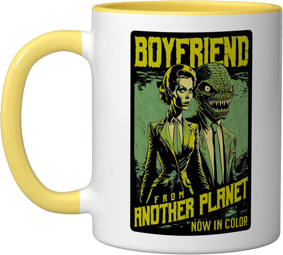 Retro Horror Movie Poster Funny Alien Boyfriend Halloween Ceramic Mug