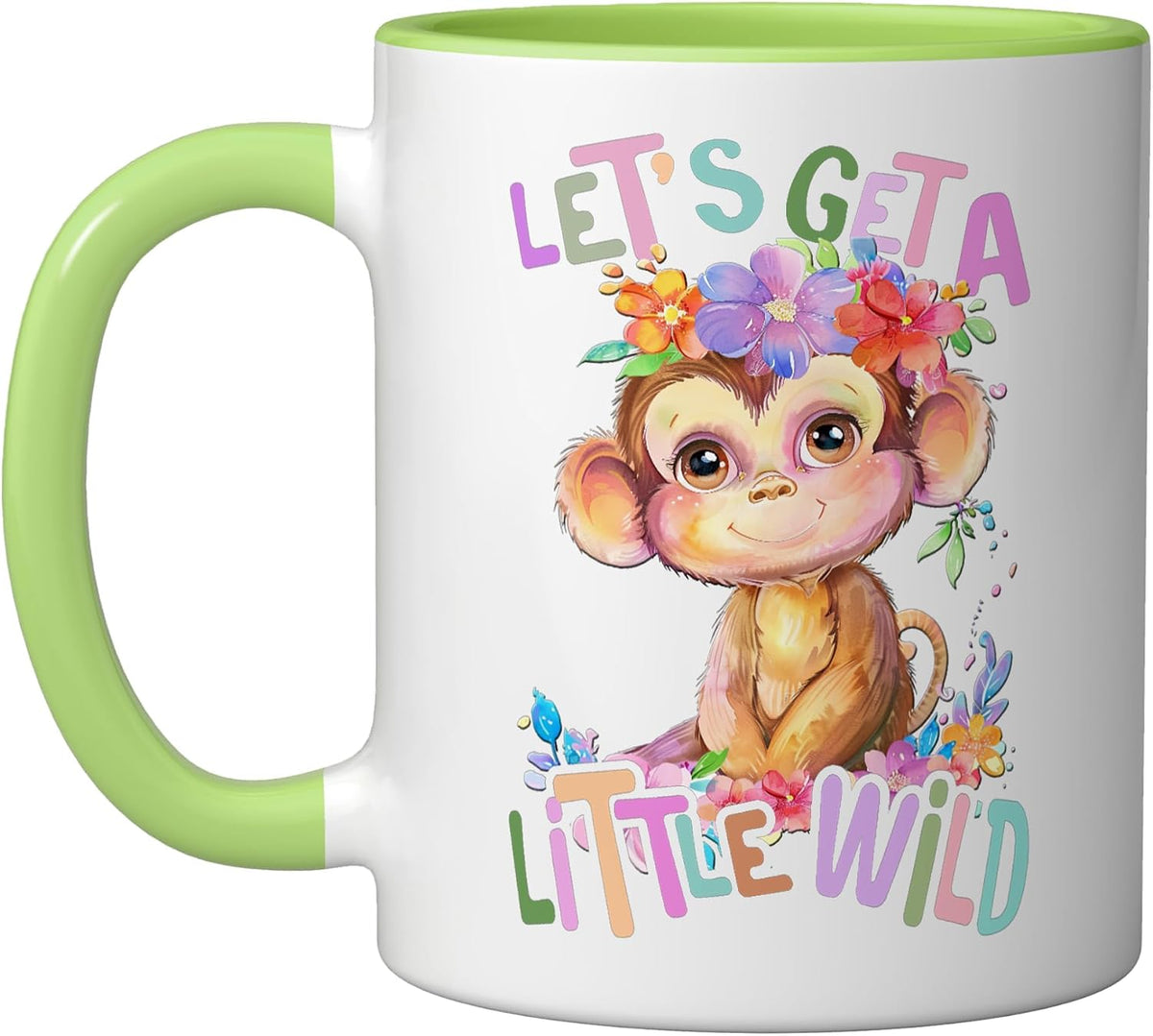 Baby Monkey With Flowers A Little Wild Ape Monkeys Ceramic Mug